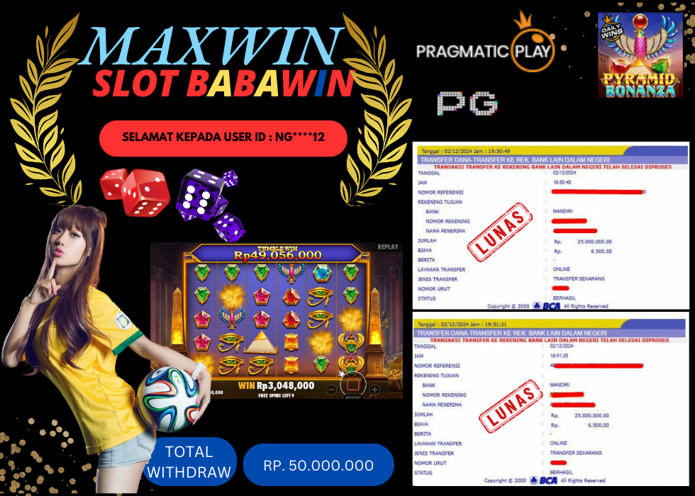 BABAWIN JACKPOT SLOT PYRAMID BONANZA Rp. 50.000.000,- LUNAS
