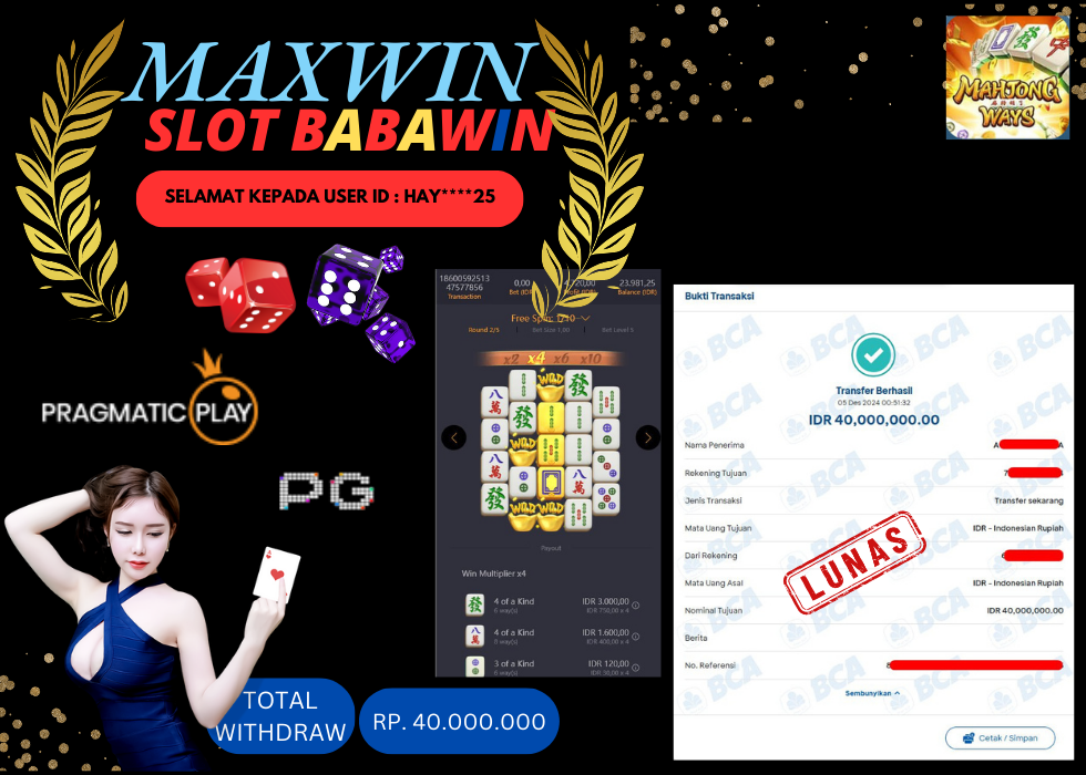 BABAWIN JACKPOT SLOT MAHJONG WAYS Rp. 40.000.000,- LUNAS