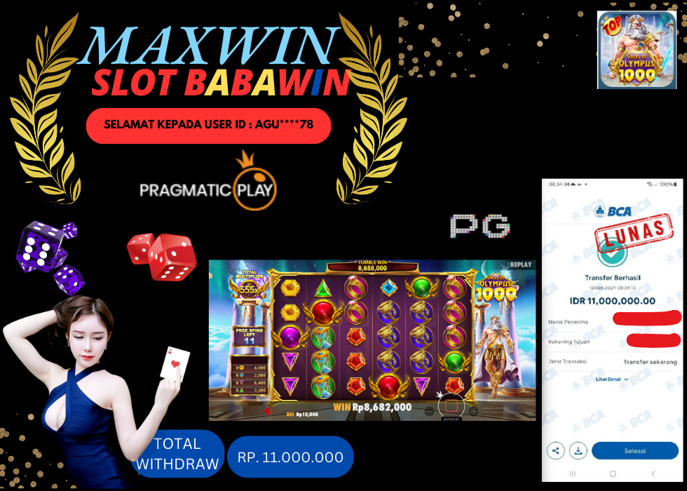 BABAWIN JACKPOT SLOT GATES OF OLYMPUS 1000 Rp. 11.000.000,- LUNAS