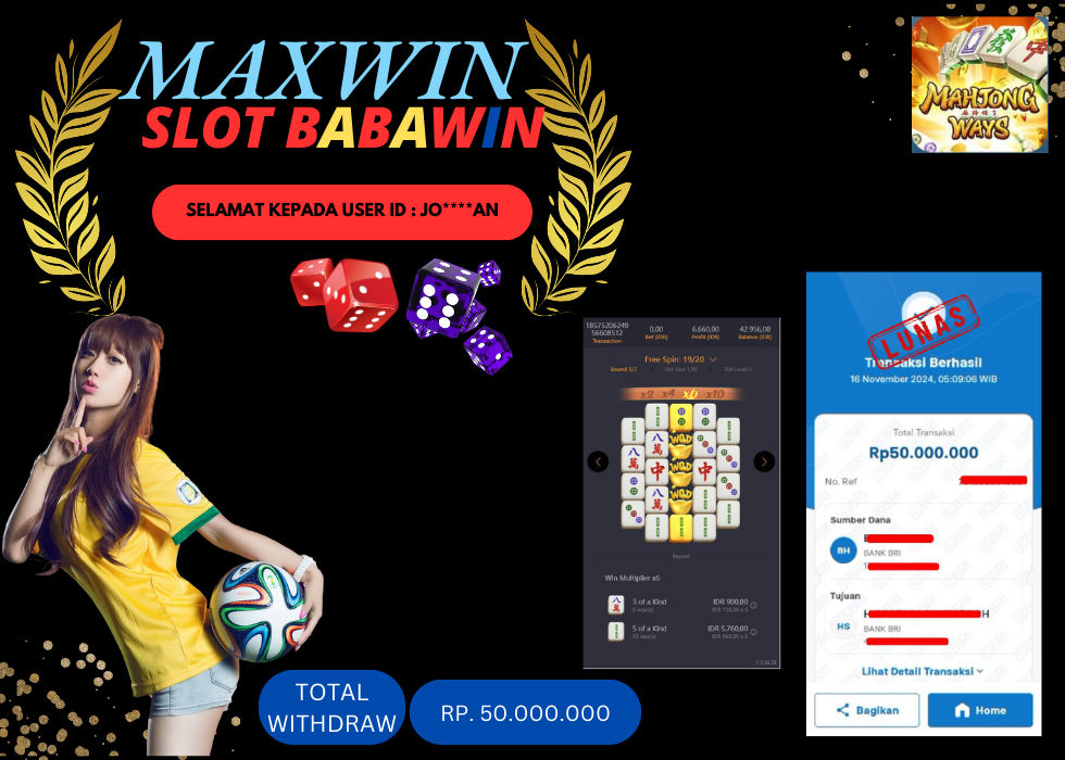 BABAWIN JACKPOT SLOT MAHJONG WAYS Rp.50.000.000,- LUNAS