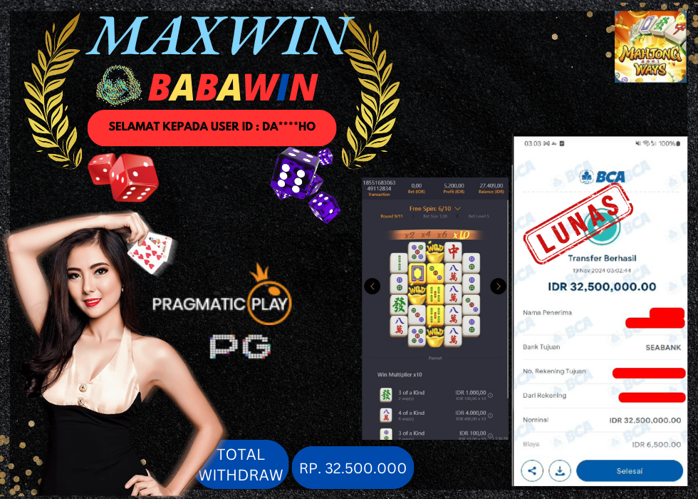 BABAWIN JACKPOT SLOT MAHJONG WAYS Rp.32.500.000,- LUNAS