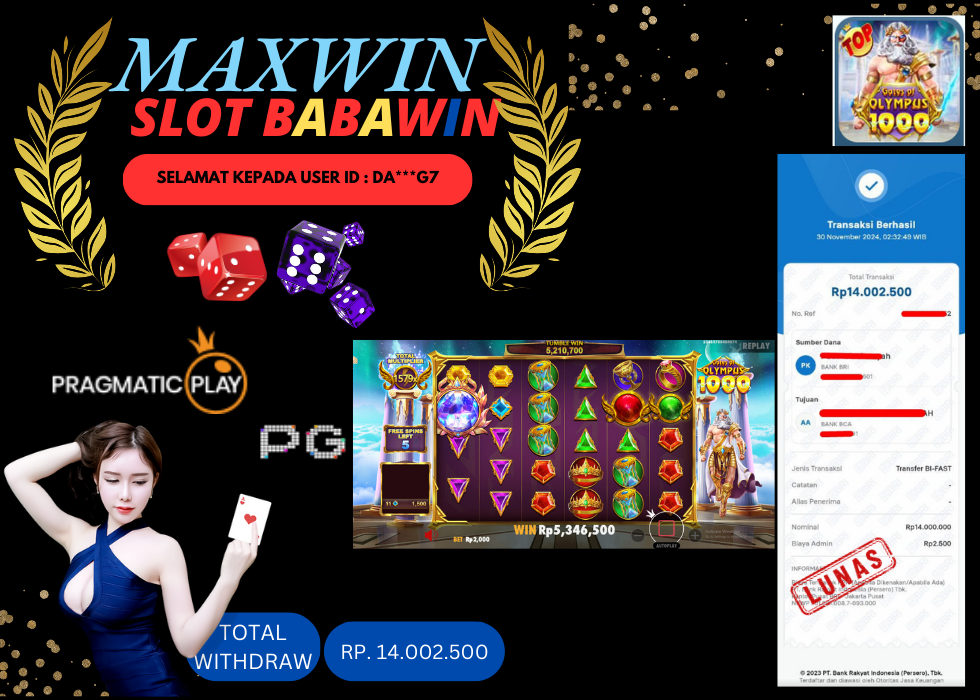BABAWIN JACKPOT SLOT GATES OF OLYMPUS 1000 Rp.14.002.500,- LUNAS